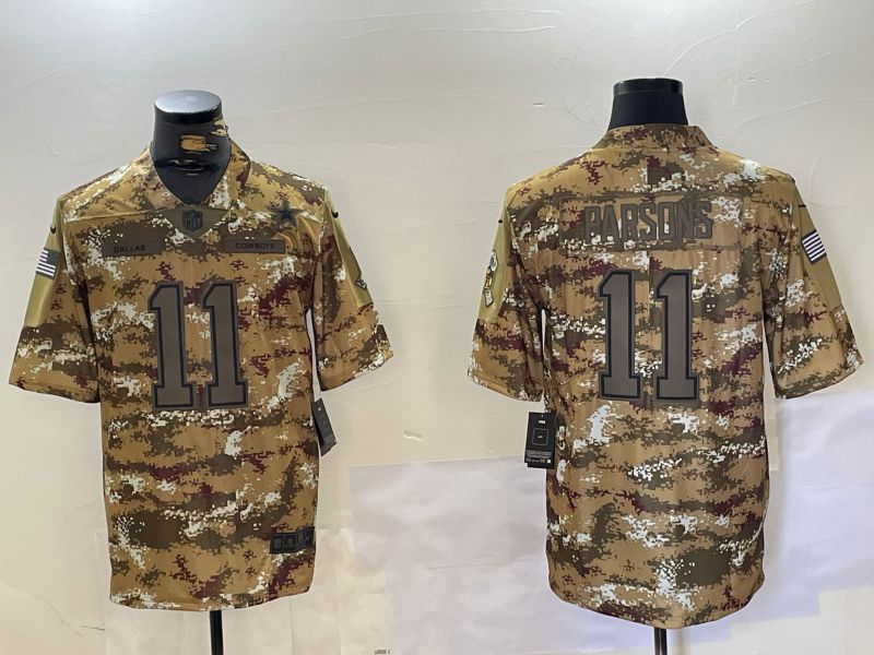 Men Dallas Cowboys #11 Parsons Nike Arctic Camo 2024 Salute to Service Limited NFL Jersey style 10172